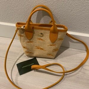 NWT woven Le Pliage Panier XS Top Handle Bag
